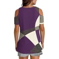 thumbnail image 4 of Soki Womens Tops Color Blocked Printed Short Sleeved V-Neck Off Shoulder Fashionable Summer Clothes, 4 of 6