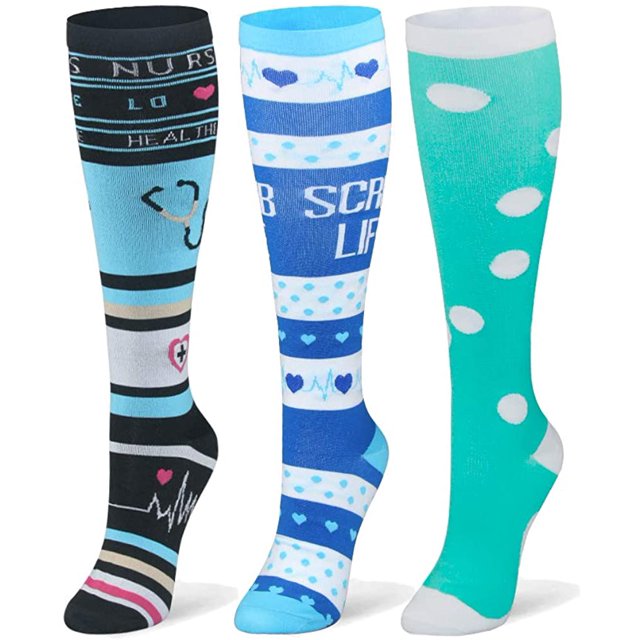 Chaussettes de Compression pour Femmes et Hommes Circulation - 20-30mmHg 3 Paires de Bas de Compression pour Infirmière, Grossesse