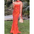 thumbnail image 5 of Burgundy Floral Strapless High-Neck Maxi Dress With Flowy Scarf Detail, 5 of 28