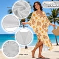 thumbnail image 6 of Xixirimido Capybaras Oranges Beige Print Kaftan Dress for Women, Plus Size Hawaiian Batwing Sleeve Beach Cover Up V-Neck Summer Swimsuit Dresses, 6 of 7