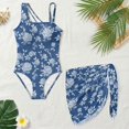 thumbnail image 3 of Xixirimido Blue Abstract Rose Floral Print Girl's One Piece Swimsuits with Removable Bra One Shoulder Bathing Suit with Mesh Cover Up 1 Piece Swimsuit Swimwear, Size 9-10 Years, 3 of 7