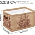 thumbnail image 4 of GZHJMY Ancient Sail Ship on Brown Old Paper Print Foldable Storage Bin Bedroom/Office Rectangular Canvas Basket 14.2"x10.2", 1 PCS Cube Organizer Boxes with Handles for Books/Clothes/Toys, 4 of 7