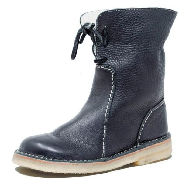 Botas de mujer con punta redonda, informales, de color liso, con punta redonda, de tamaño grande 43, botas de nieve para mujer