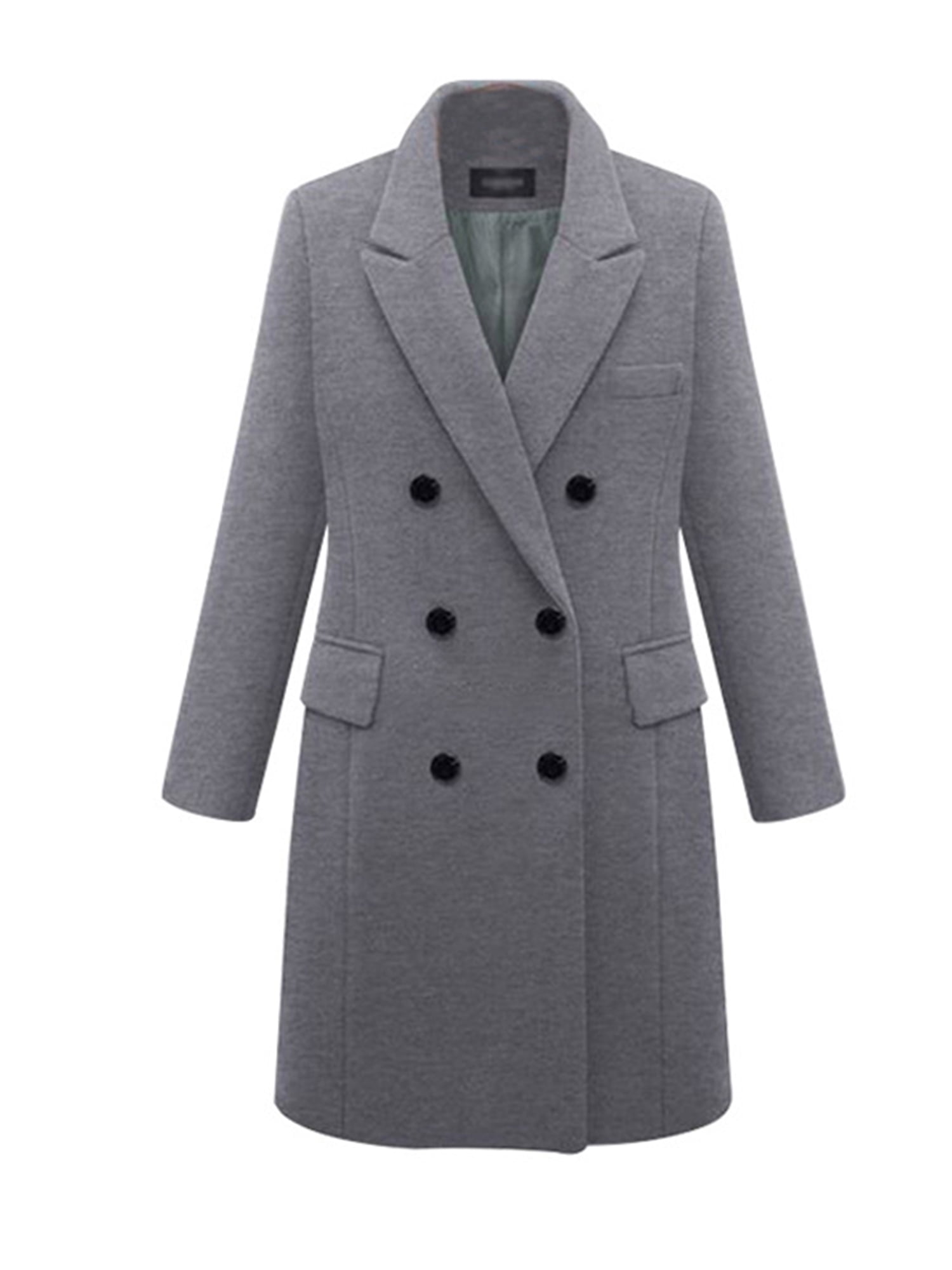 Rambling Popular Winter Wool Blended Coat Women Casual Slim Long Trench Coat Lightweight Button Cardigan w Pocket 