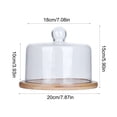 thumbnail image 3 of Glass Cake Cover with Wooden Base | Transparent Dessert Dome | Dust-Proof Food Display for Cakes, Pastries, Bread | Countertop Storage and Presentation for Kitchen or Bakery, 3 of 6