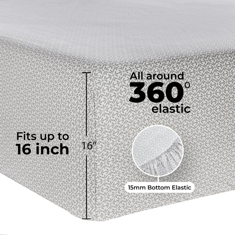 Mainstays Twin XL Grey Flake Cotton Polyester Bed Sheet Set 300