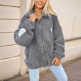 thumbnail image 3 of Womens Casual Oversized Fleece Jacket Fall Winter Warm Lapel Zip Up Plush Cardigan Outerwear Coat with Pockets Gray XL, 3 of 5