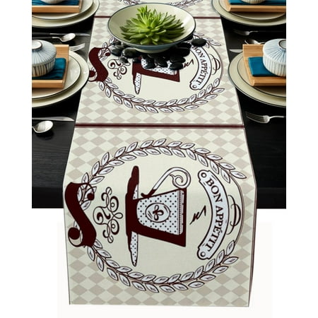 

Coffee Cup Wreath Retro Style Table Runner Cotton Linen Kitchen Dining Table Decor for Home Wedding Party Decor Tablecloth