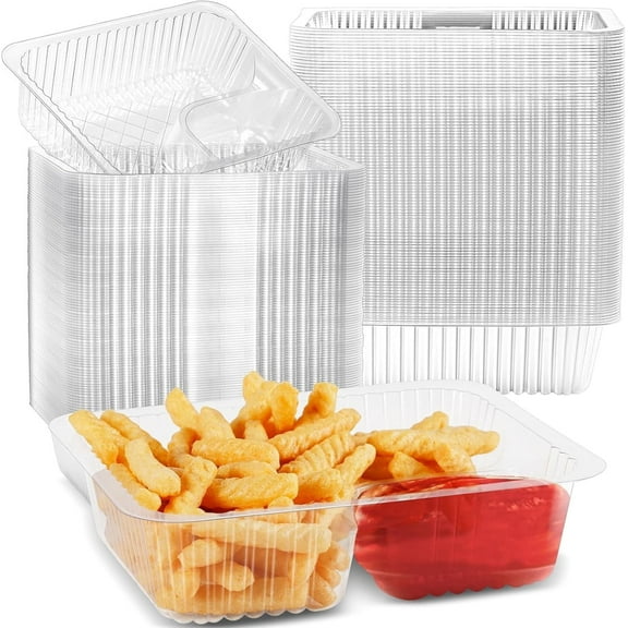 50 Pcs Nacho Trays Disposable,Plastic Nacho Cheese Trays,12 oz Clear Nachos Containers with Chip and Dip Holder,2 Compartments Snack Tray for Parties/Movie Night Supplies,Topboutique