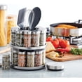 thumbnail image 7 of 20 Jar Revolving Spice Rack with Integrated Tool Caddy, Brushed Stainless Steel with Stainless Steel Caps, 7 of 7