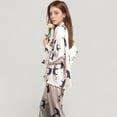 thumbnail image 3 of Women's Cat Print Satin Pajama Set Long Sleeve Button-Up Top with Elastic Waist Full-Length Pants - Large, Gray, 3 of 7