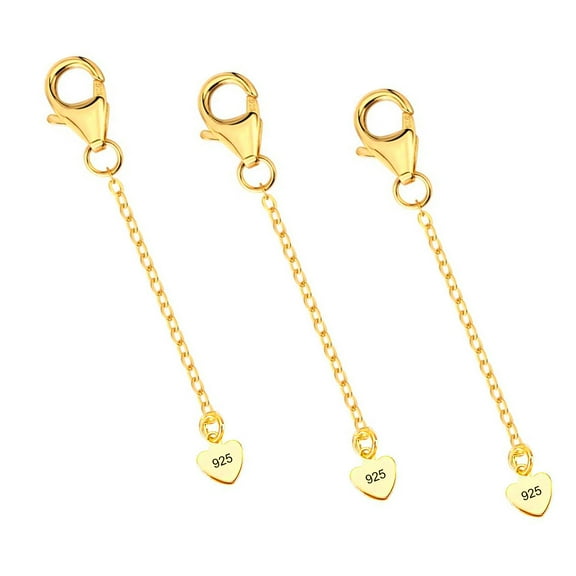 RYNSITO Extenders Chain Necklace 18K Yellow Gold Plated Sterling Silver Extension Chains for Jewelry Making, 2"