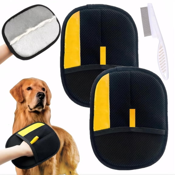 2 Pcs Pet Hair Remover Glove, Cat & Dog Reusable Electrostatic Gloves Pet Hair 2026 New Upgrade,Grooming Pet Hair Remover Tool, Reusable Quick De-Shedding Gloves for Couch、 Clothing、Carpet,、Car Seats