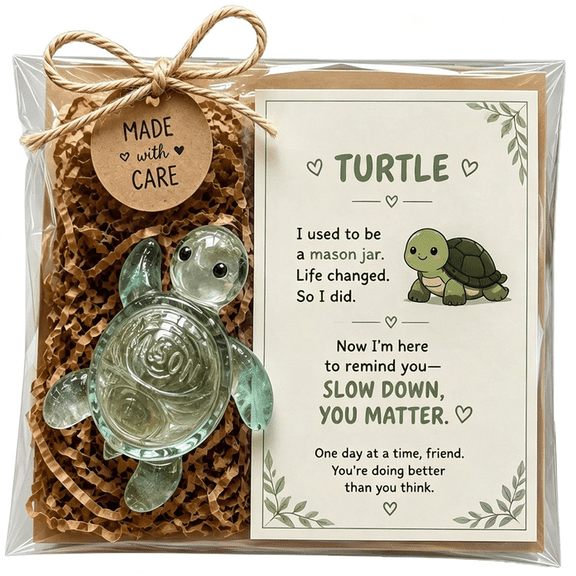 CHJK Emotional Support Glass Animal Gift, Cute Recycled Pocket Hug Desk Decor with Encouragement Card, Guardian Healing Pack, Comfort Gift for Friends & Family, #A1