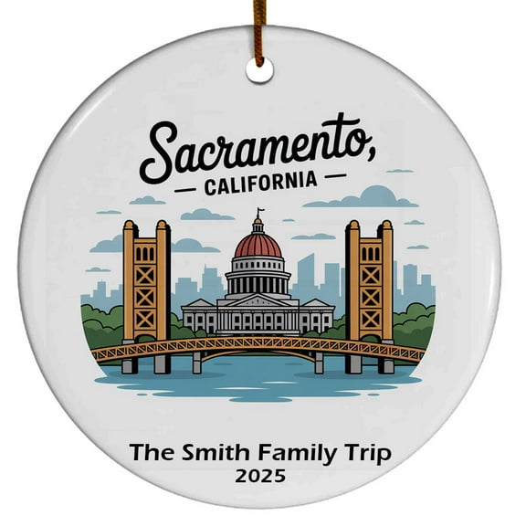 Sacramento California Christmas Ornament, Collection of City Travel Souvenirs for Family and Friends, Christmas Tree Ornament City Travel, Trips of The Year, Christmas Ornament 2025