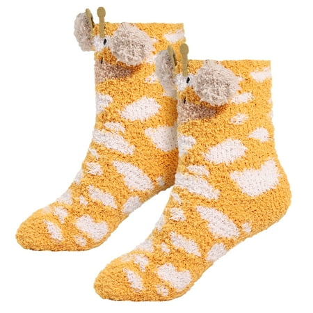 

FRCOLOR 1 Pair Coral Fleece Sleeping Socks Girls Fluffy Stockings Giraffe Patterned Comfortable Floor Socks (One Size)