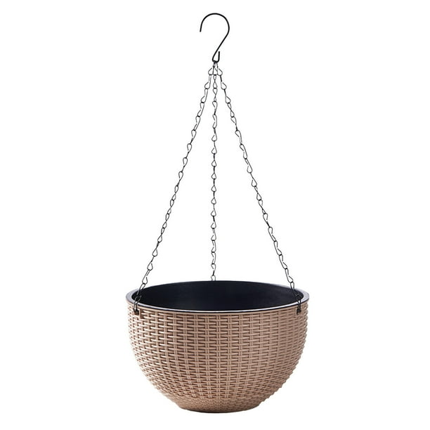 Macetas de Flores Al Aire Libre Tejido Plástico Cesta Colgante Montado en la Pared para Rábano Verde Suculento, Plástico Negro 8.27x8.27x6.1In, Macetas Colgantes para Plantas