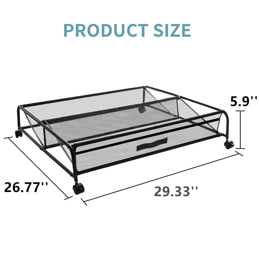 CRXX Under Bed Shoe Storage with Wheels Space Saving Metal Shoe Rack Organizer Slide-1PC