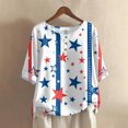 thumbnail image 2 of Women's 250th Anniversary USA Shirt Mid Sleeve Independence Day Top 4th of July Shirts America 250 Merchandise Loose Star Print Tee, 2 of 5
