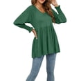 thumbnail image 4 of hirigin Women Elegant V-Neck Tunics Solid Long Sleeve Flowy Loose Fit Shirt Tops for Leggings, 4 of 7