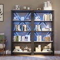 thumbnail image 2 of 5 Tier Bookshelf with LED Lights, Bookcase with Open Display Shelves, Wood and Metal Standing Bookshelf with Storage Rack for Living Room Bedroom Home Office, 2 of 9