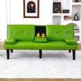 thumbnail image 2 of CQSXDA PVC Folding Sofa Bed with Built-In Cup Holder, Green, 2 of 15