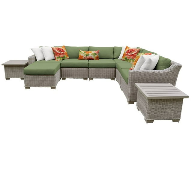 Coast Ensemble de Meubles de Patio en Osier d'Extérieur 9 Pcs en Cilantro