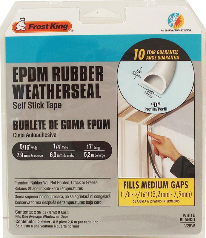 Frost King EPDM Rubber SelfStick Weatherseal Tape, DSection, 5/16" W
