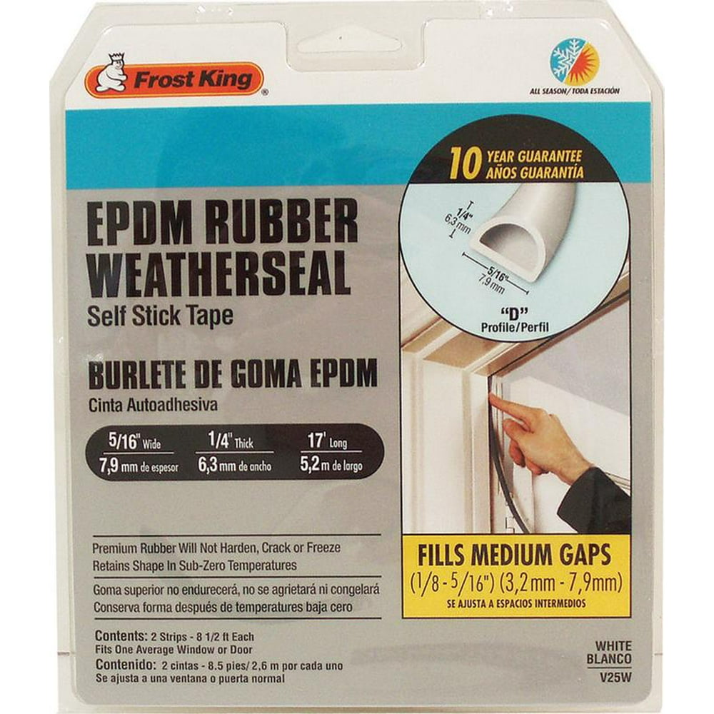 Frost King EPDM Rubber SelfStick Weatherseal Tape, DSection, 5/16" W