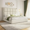 thumbnail image 5 of Mabor King Bed Frame with Tall Headboard for Bedroom Modern King Size Upholstered Platform Bed Frame with 9 Metal Legs, No Box Spring Needed, White, 5 of 10