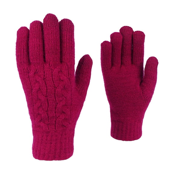 Ediodpoh Warm Winter Knitted Gloves Unisex Design in Solid Color for Comfort and Cold Weather Hand Protection Hot Pink