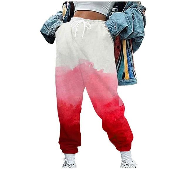 SHTXOZHI Active Pants for Women Elastic Waist Jogger Sweatpants Drawstring Wide Leg Trosuer with Pockets