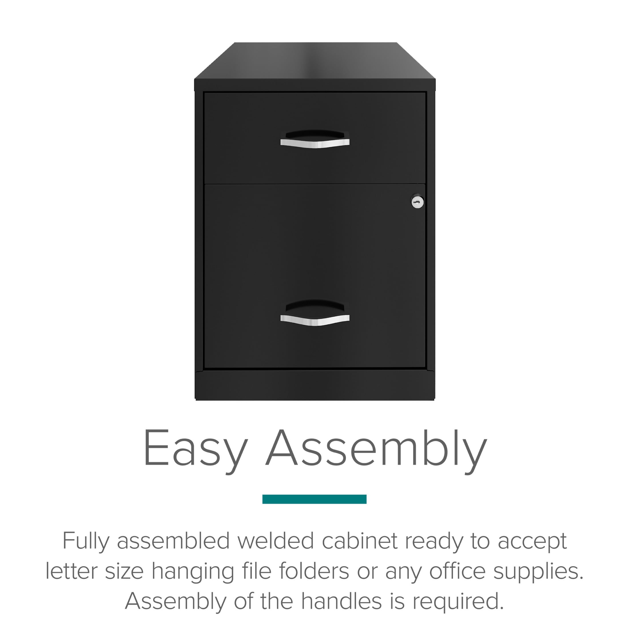 Space Solutions 18" Deep 2 Drawer Letter Width Vertical File Cabinet with Accessory Drawer, Black