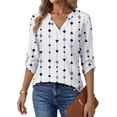 thumbnail image 3 of Fantaslook Roll Up Blouses for Women Dressy Casual Long Sleeve Tunic Tops V Neck Shirts Work Blouses, 3 of 9