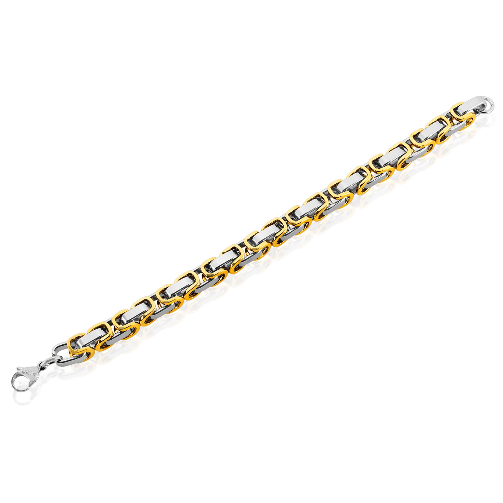 Invicta Jewelry Men's Byzantine Chain Gold Plated Two Tone Bracelet (8mm) - 8.75"