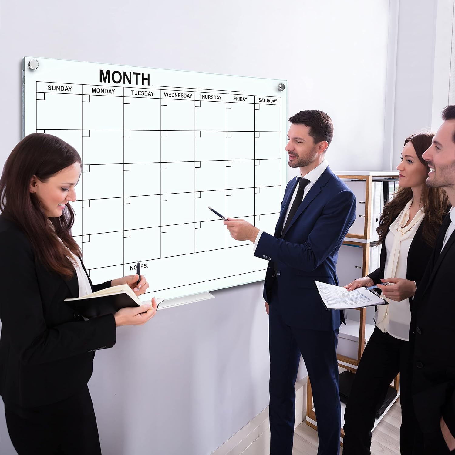 Glass Whiteboard Calendar Monthly Planner White Board Calendar Dry Erase Board 34”x46” Dry Erase Calendar For Wall Weekly Glass Calendar Whiteboard Home office Large Wall Calendar & Marker Tray