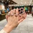 thumbnail image 6 of for iPhone 14 Pro Max with Wrist Strap,Cute Love Heart Full Camera Lens Protection with Side Small Pattern Shockproof Plating Bumper Soft TPU Phone Case Cover For iPhone 14 Pro Max, Blue, 6 of 8