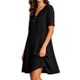 thumbnail image 6 of Summer Casual Dresses For Women Embroidered Fashion Loose-fitting Comfortable Short Sleeve Mini Dress With Button V Neck Vacation Elegant Mini Dresses With Pockets, 6 of 7