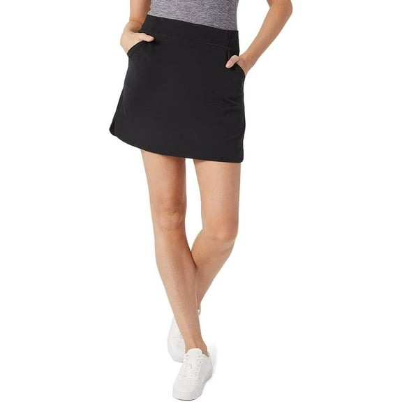 32 Degrees Cool Women's Stretch Woven Skort Slip-On Elastic Waistband Skirt (Black, Large)