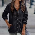 thumbnail image 1 of MKLEKYY Fuzzy Jacket Women Women Autumn and Winter Casual Solid Color Lapel Buttoned Long Sleeve Patchwork Jacket, 1 of 5