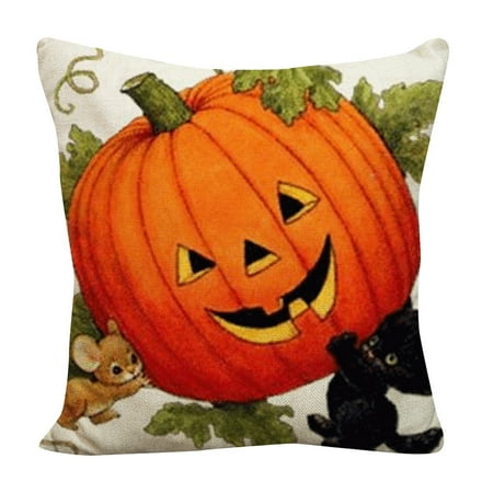 Tuscom Happy Halloween Decorations Pumpkin Cotton Linen Throw