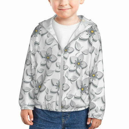 

Sun Hoodie for Kids cool white berry blossoms Long Sleeve Swim Fishing Shirts Sun Protection Zip Up Jacket Clothing Athletic Hoodie