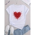 thumbnail image 1 of Fashion Heart Graphic Sports Short Sleeve T-shirts, Print Casual Sports Slim Tops For Running, Women's Summer Tops, 1 of 6