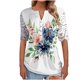 thumbnail image 1 of Blusa informal de manga corta con cuello en V y malla de encaje con estampado floral para mujer OAVQHLG3B Store  lin121212, 1 of 4