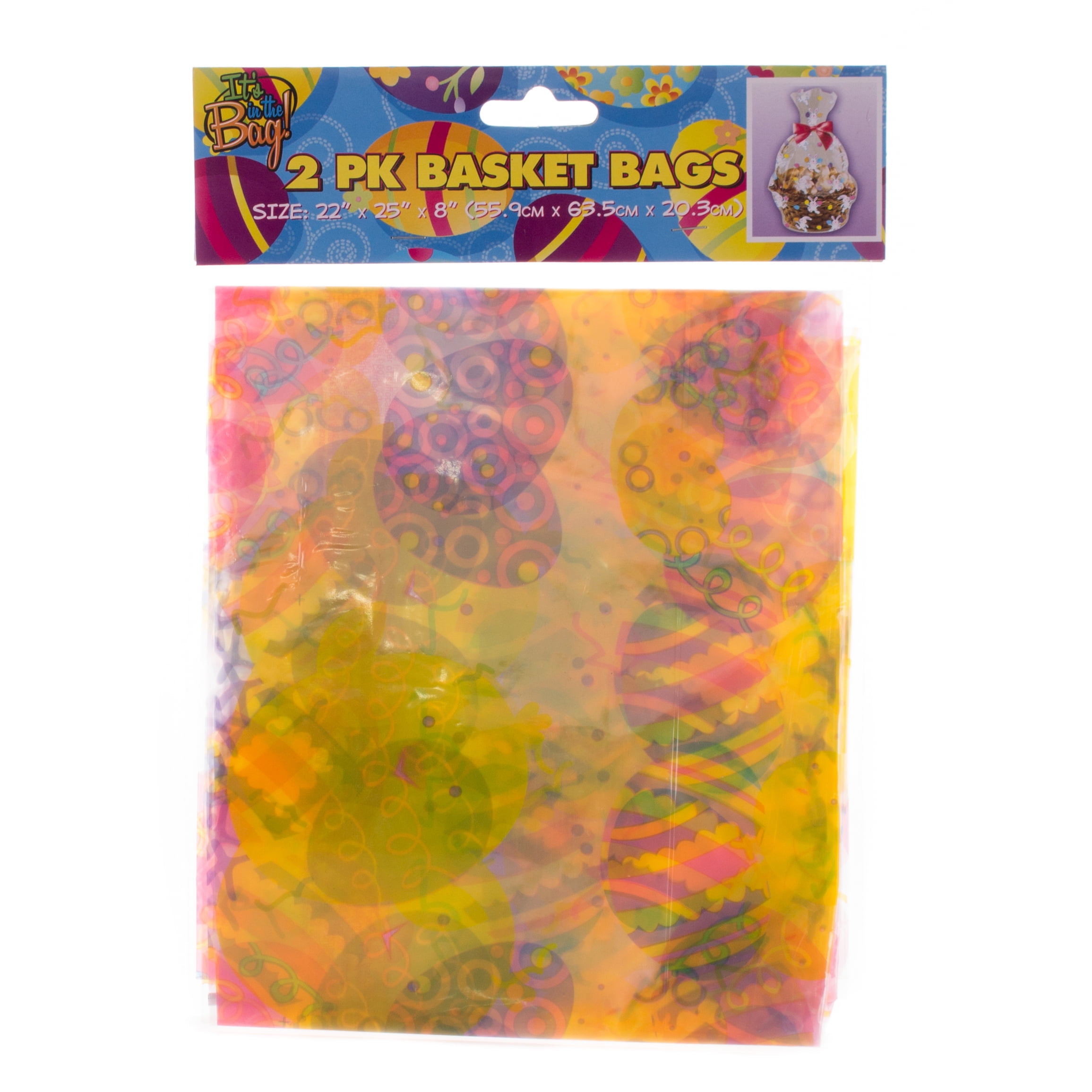 Easter Basket Wrapping Gift Bag Chicks 25"x22"x8" Cello Bags, Yellow, 2
