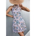 thumbnail image 5 of INFITTY Women Summer Dress Sleeveless Dress Halter Neck Mini Floral Print Crew Neck, 5 of 5