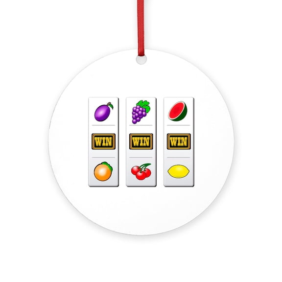 CafePress - Slot Machine! -  Round Wood Ornament 4"