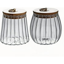 2-Pack Sugar Containers with Bamboo Lids, 23.7oz Sugar Bowl Coffee Canister Glass Food Storage Jars Candy Jar, Decorative Jars for Coffee Bar Accessories