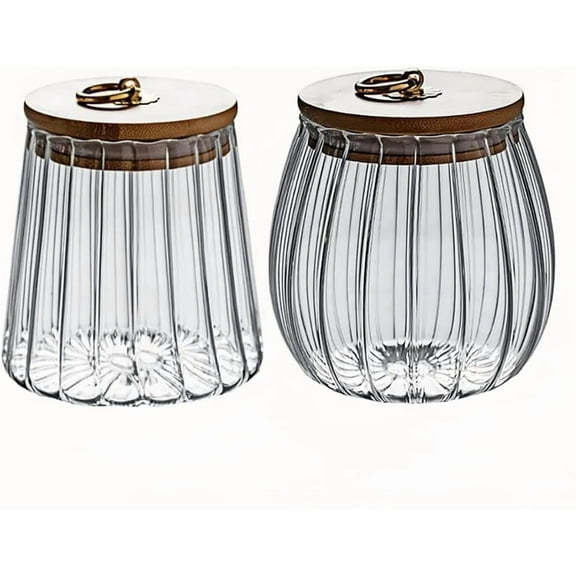 2-Pack Sugar Containers with Bamboo Lids, 23.7oz Sugar Bowl Coffee Canister Glass Food Storage Jars Candy Jar, Decorative Jars for Coffee Bar Accessories