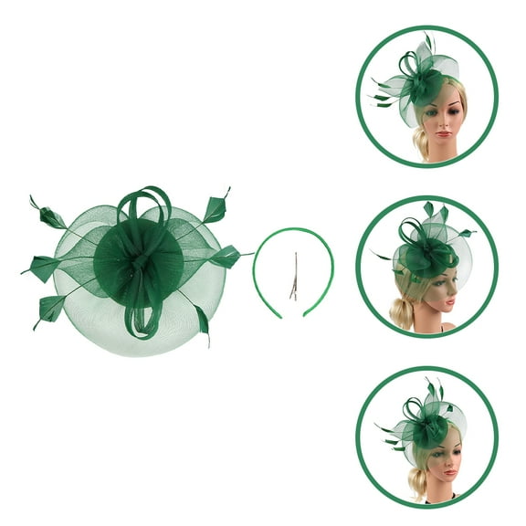 Soimiss Ladies Gauze Fascinator Headband 1Pcs in Dark Green for Cosplay Parties